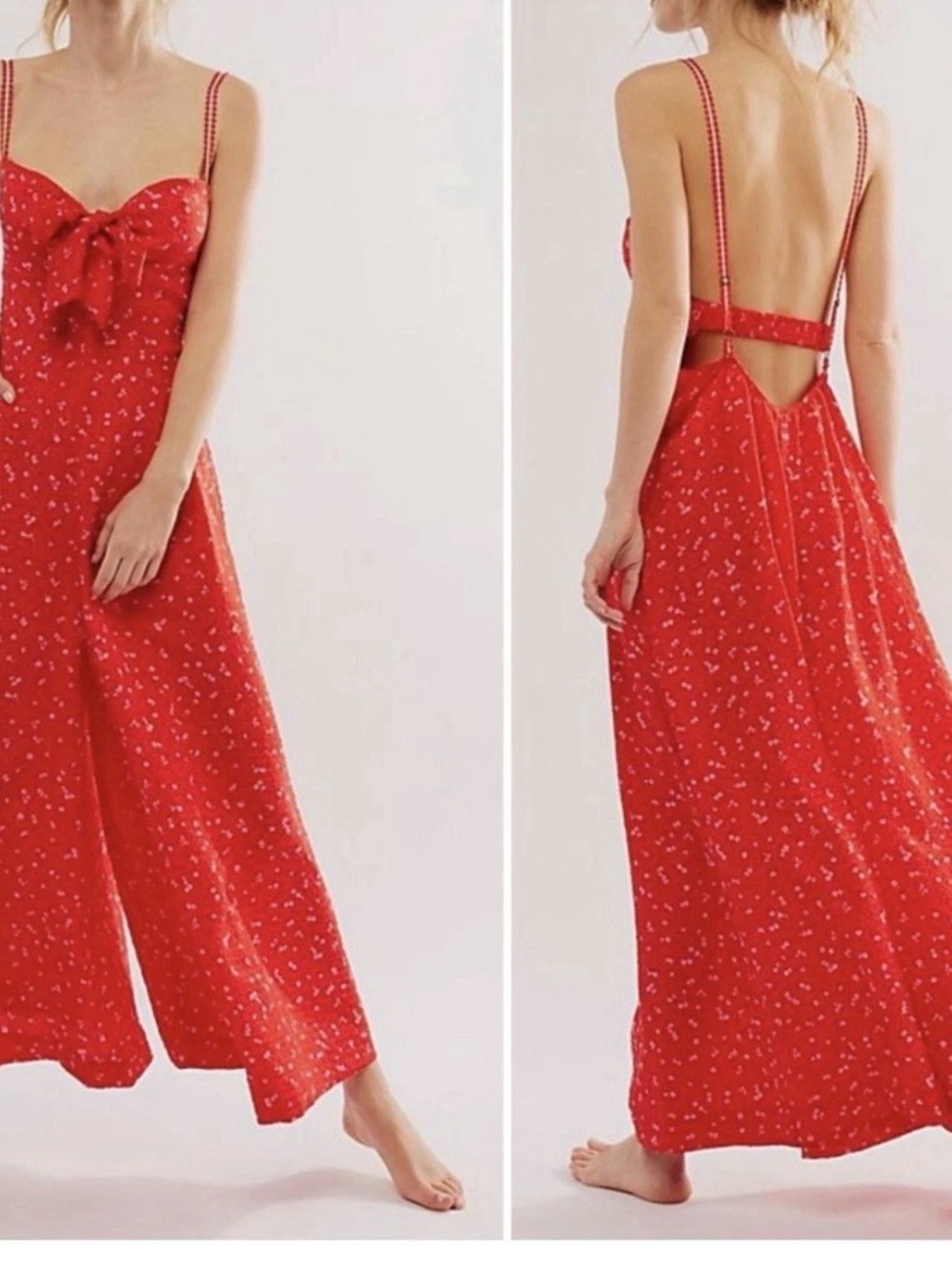 Fp Intimately jumpsuits Red Floral pink garden party Sz S